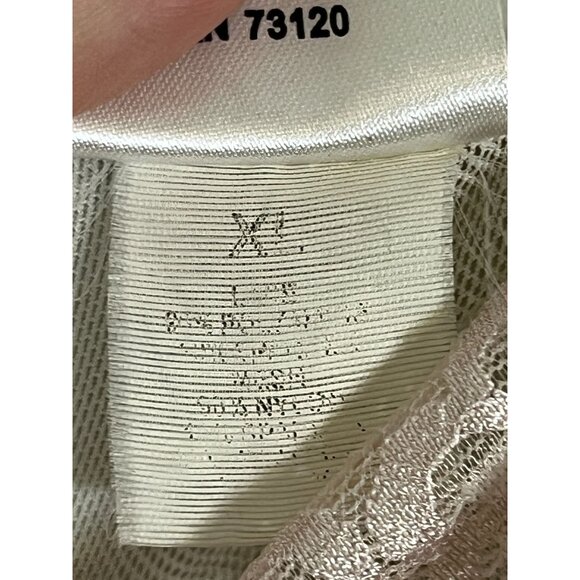 Fredericks Intimates XL Cream Mesh Babydoll Top Velvet Ties Sheer Coquette Chic - Picture 8 of 12